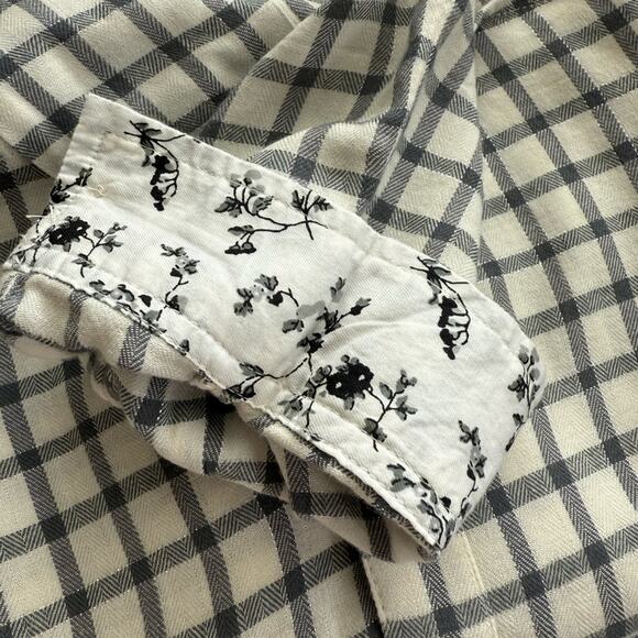 NWT LUCKY BRAND W Sz XL Gray/Creme Plaid Contrast Long Sleeve Button Up Shirt - Picture 10 of 16